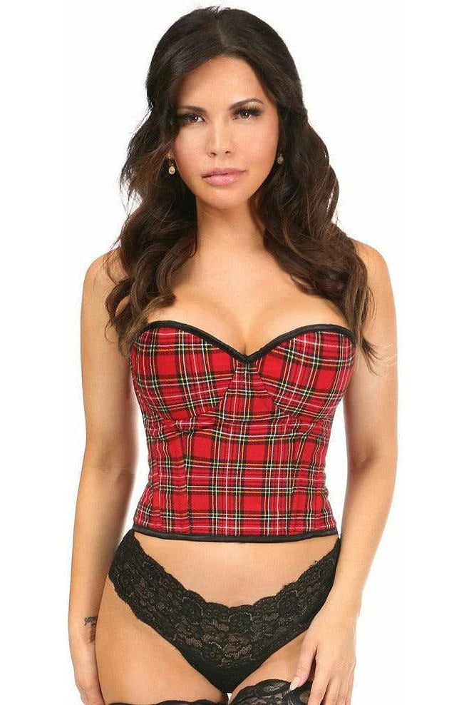 Lavish Red Plaid Underwire Bustier