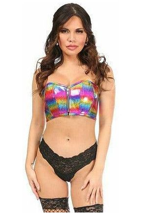 Lavish Rainbow Glitter Cropped Bustier Top