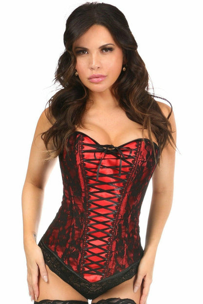 Lavish Lace-Up Lace/Satin Corset