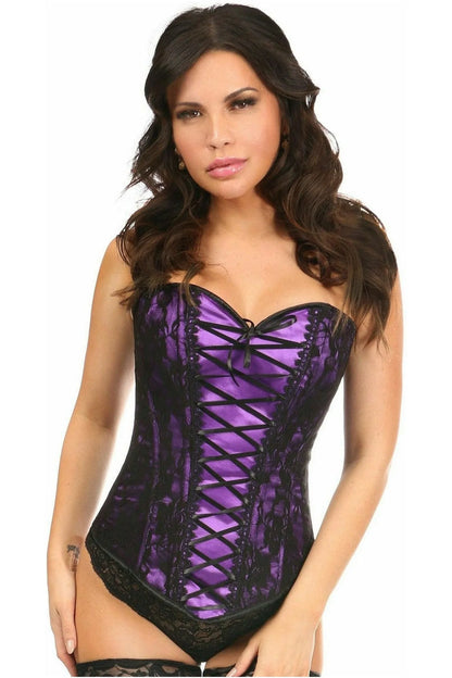 Lavish Lace Detailed Satin Corset Queen