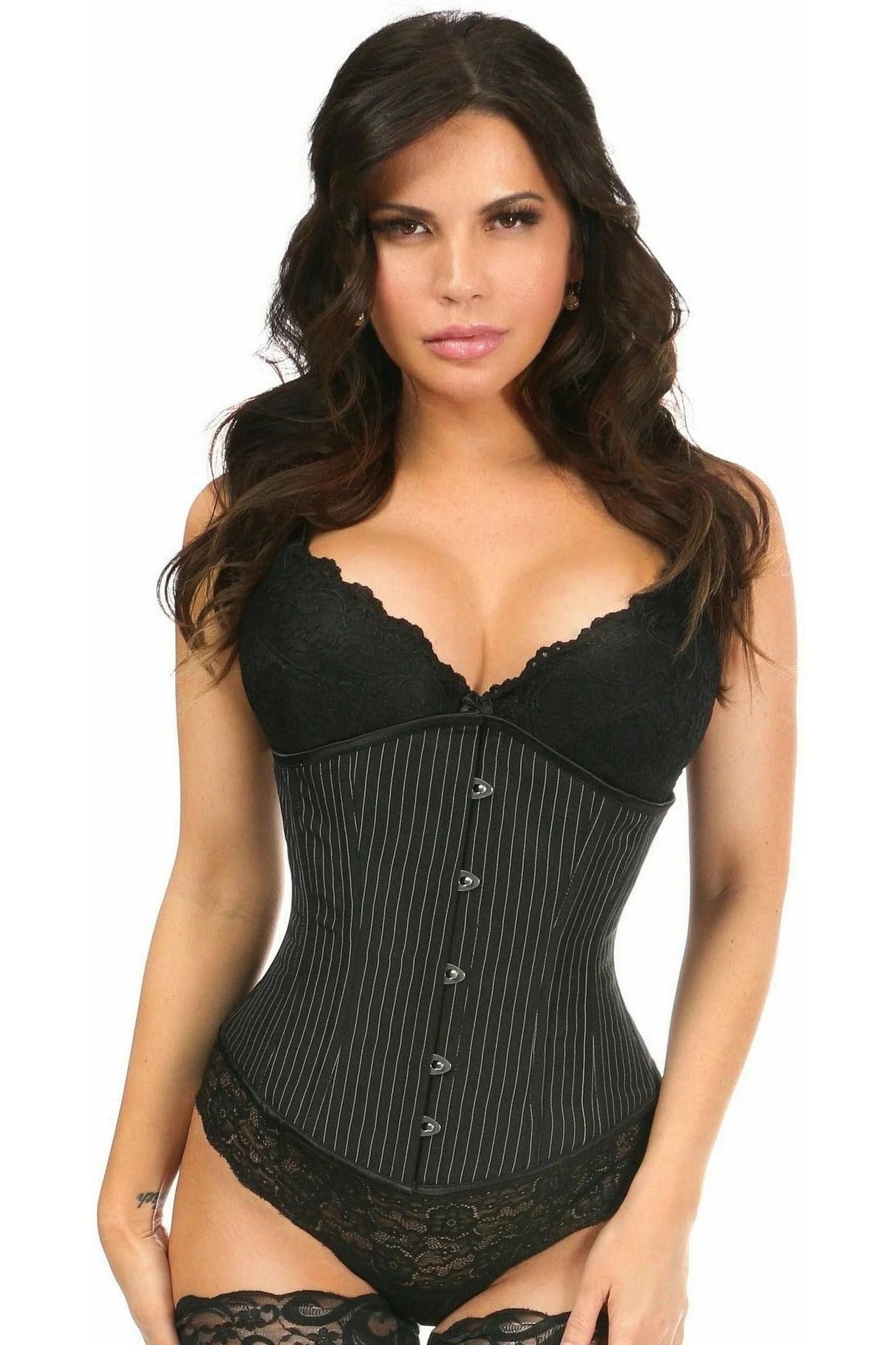 Lavish Pinstriped Underbust Corset Small