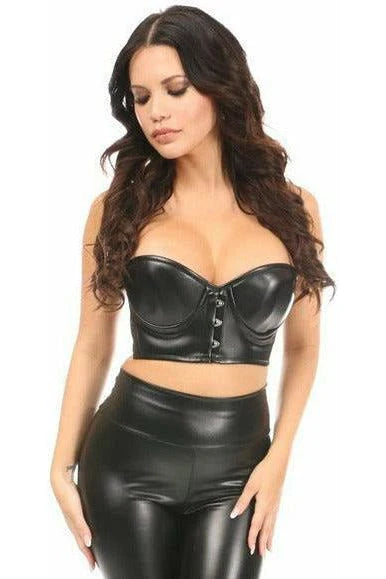 Lavish Faux Leather Cropped Bustier Queen