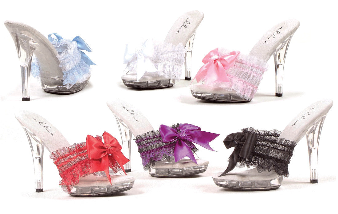 Cutie-M Ruffled Clear 5" Heel Mule Sandals