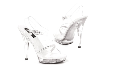 Jewel-M Clear Rhinestone Strappy 5" Heel Sandals