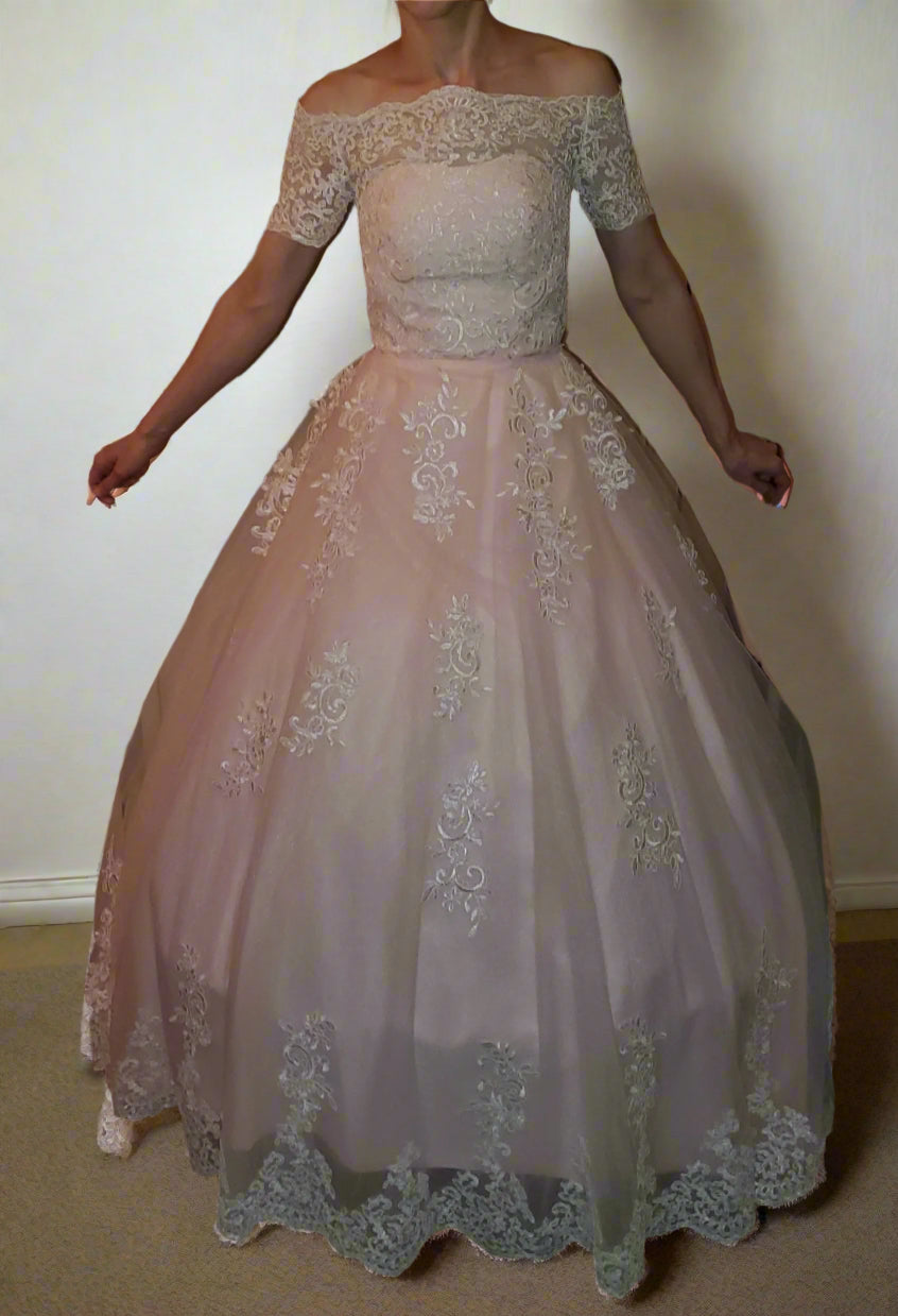 2 in 1 Tea Length Wedding Dress w/ Skirt