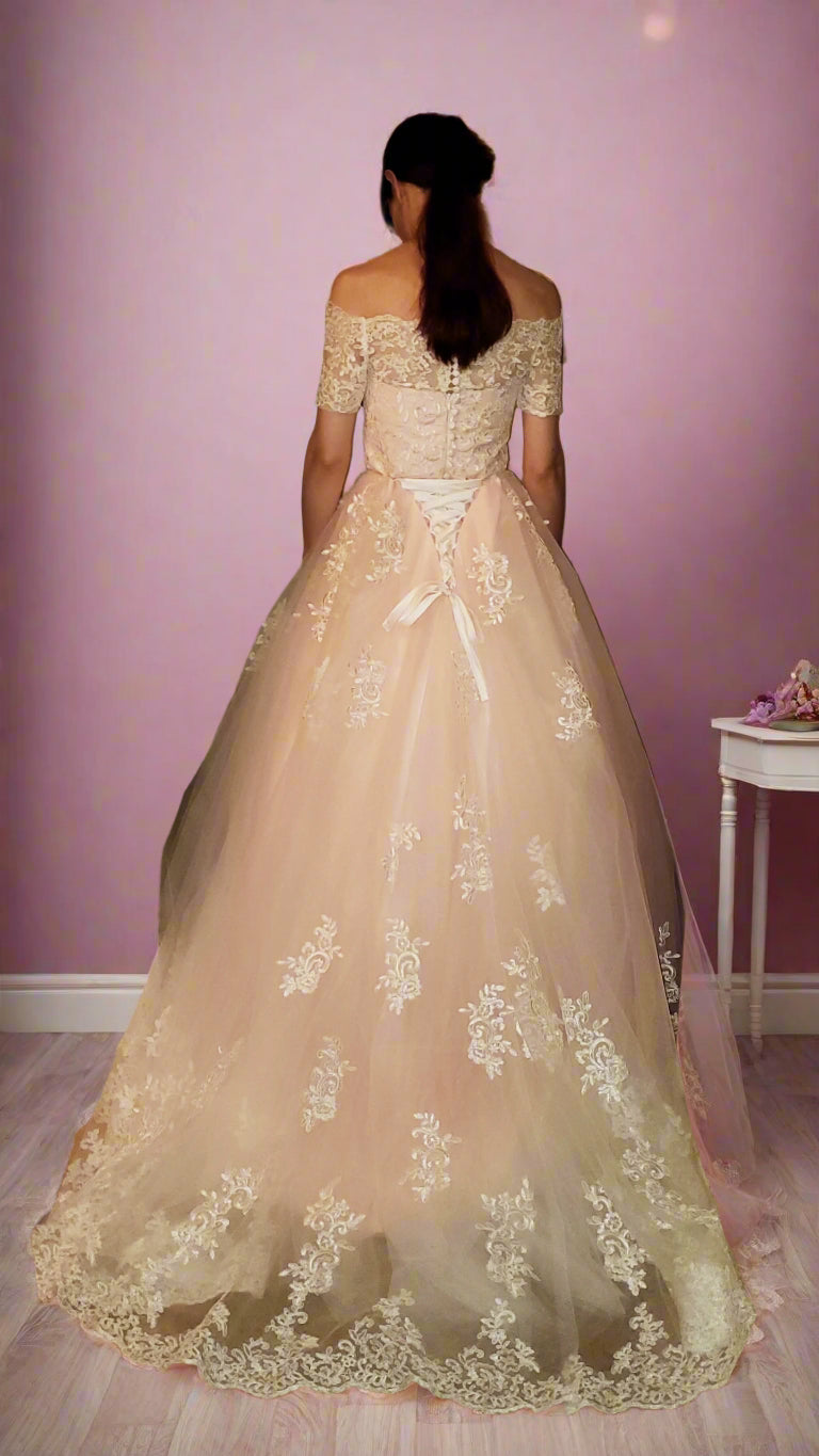 2 in 1 Tea Length Wedding Dress w/ Skirt