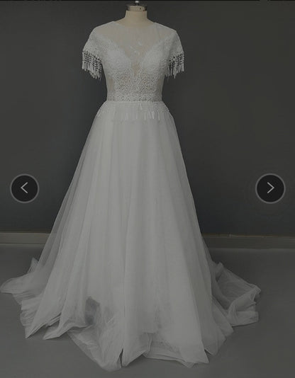 Boho Lace/Tulle A Line Wedding Gown All Sizes/Colors