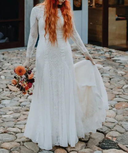 Boho Chiffon/Lace Wedding Gown All Sizes/Colors