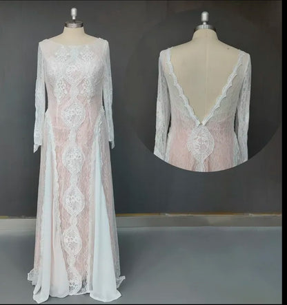 Boho Chiffon/Lace Wedding Gown All Sizes/Colors