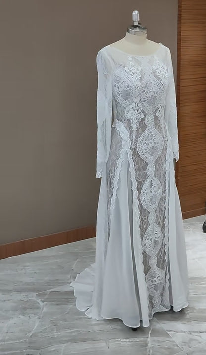 Boho Chiffon/Lace Wedding Gown All Sizes/Colors