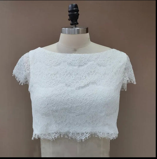 Eyelash Lace Wedding Crop Top All Sizes