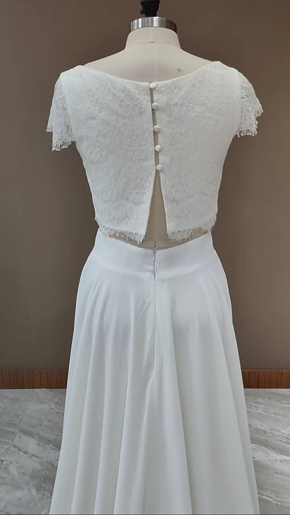 Eyelash Lace/Chiffon Wedding Skirt Set All Sizes/Colors