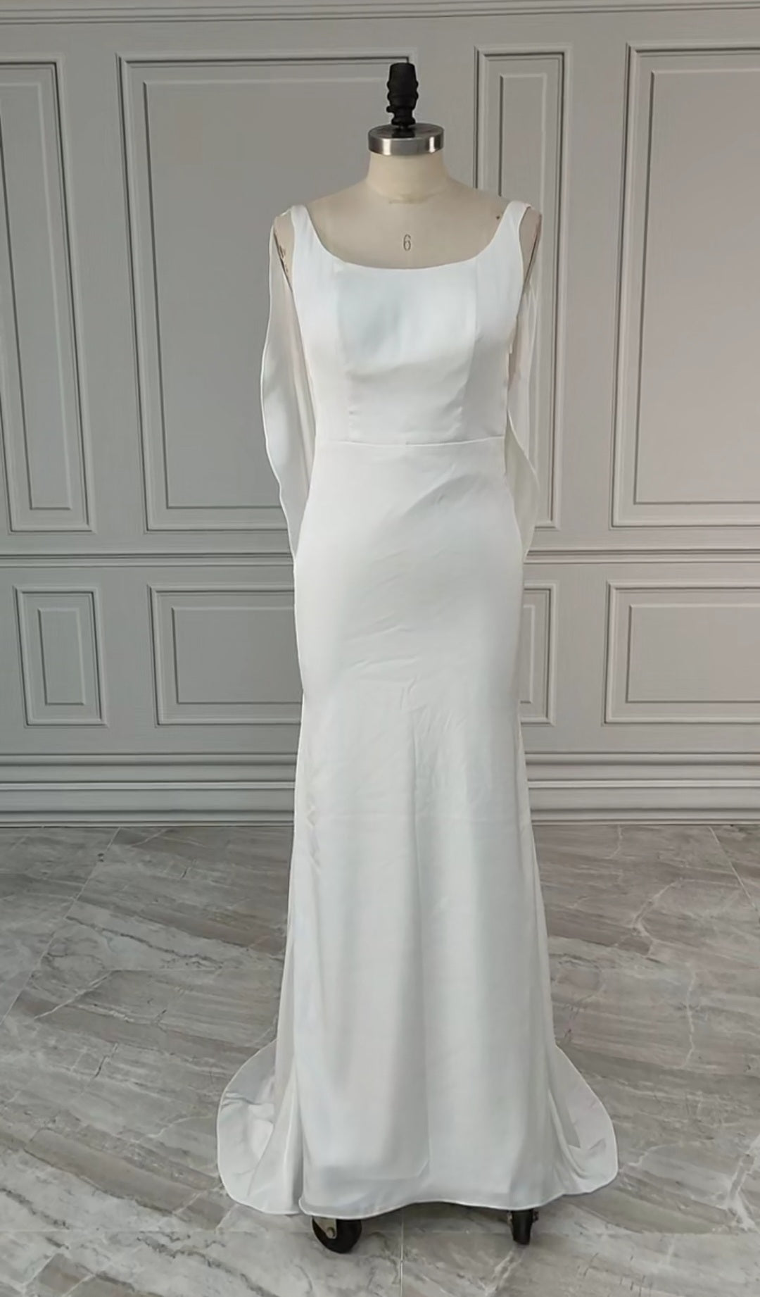 Sexy Cowl Back Satin Sheath Wedding Gown All Sizes/Colors