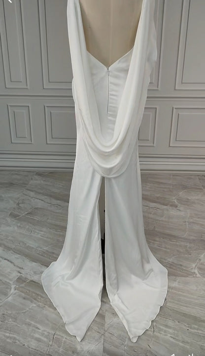 Sexy Cowl Back Satin Sheath Wedding Gown All Sizes/Colors