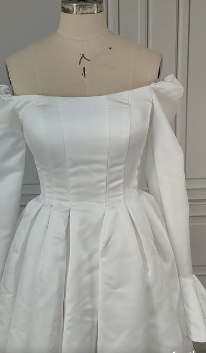 Celine Off Shoulder Satin Wedding Dress All Sizes/Colors