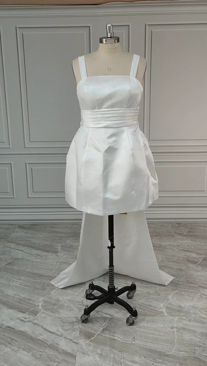 Gloria Satin Bubble Mini Wedding Dress All Sizes/Colors