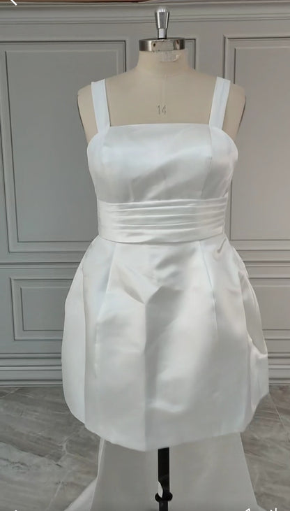 Gloria Satin Bubble Mini Wedding Dress All Sizes/Colors