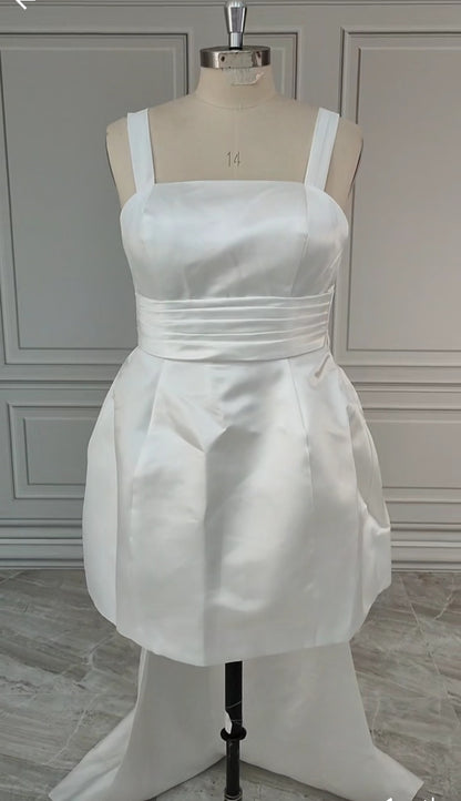 Gloria Satin Bubble Mini Wedding Dress All Sizes/Colors