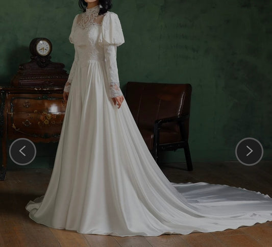 Lydia Vintage Satin/Lace Wedding Gown All Sizes