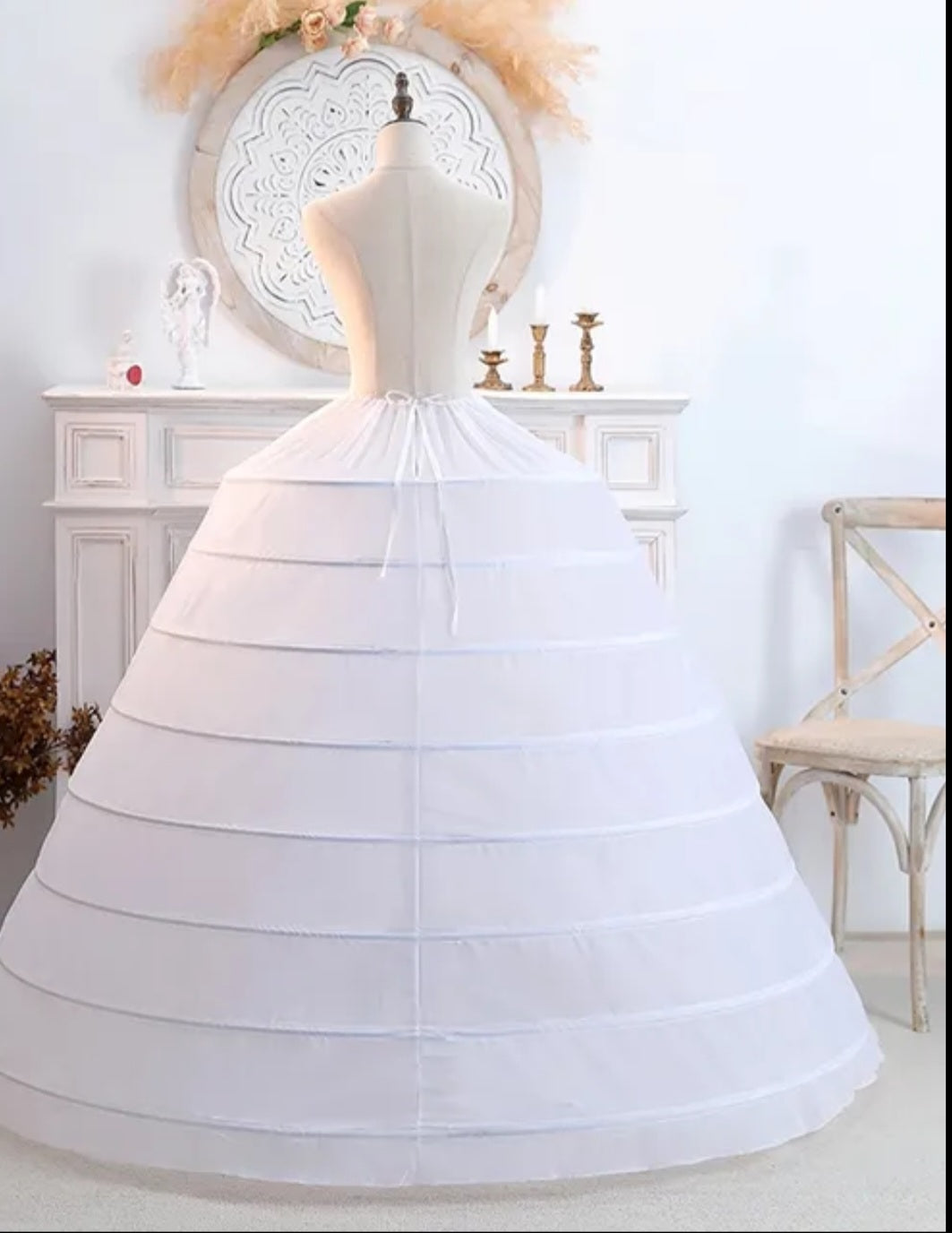 8 Hoop Ball Gown Crinoline Up To 38" Waist