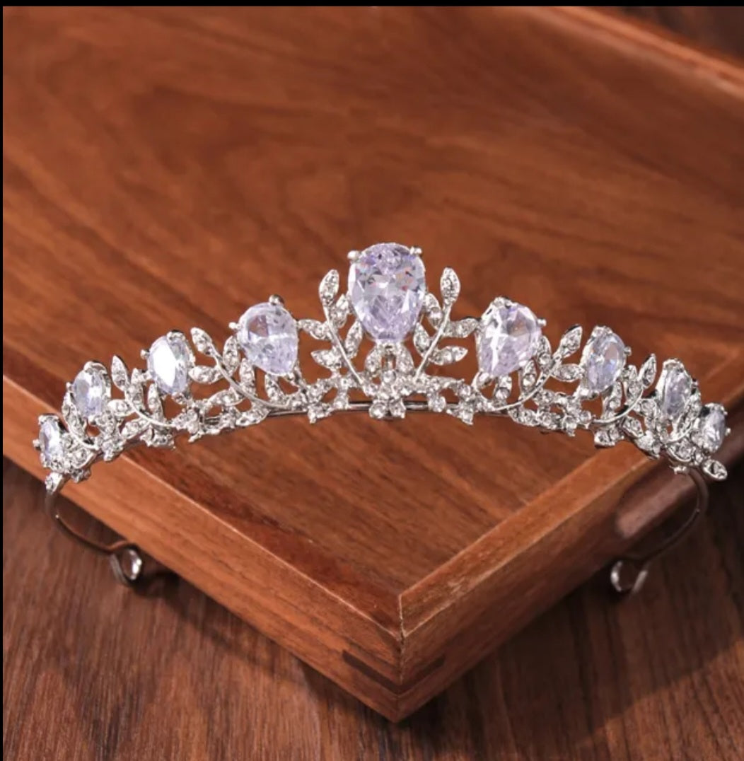 Trilliant Leaf Wedding Tiara