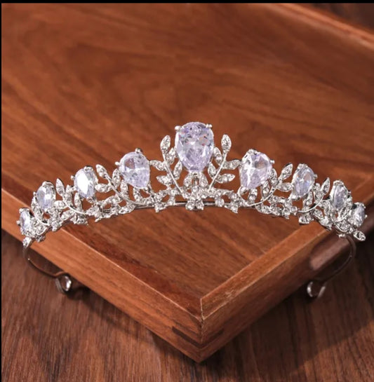 Trilliant Leaf Wedding Tiara