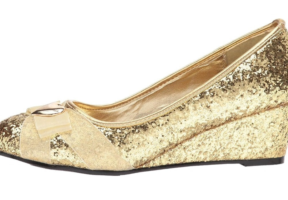 Princess-018 Glitter Wedge Pumps