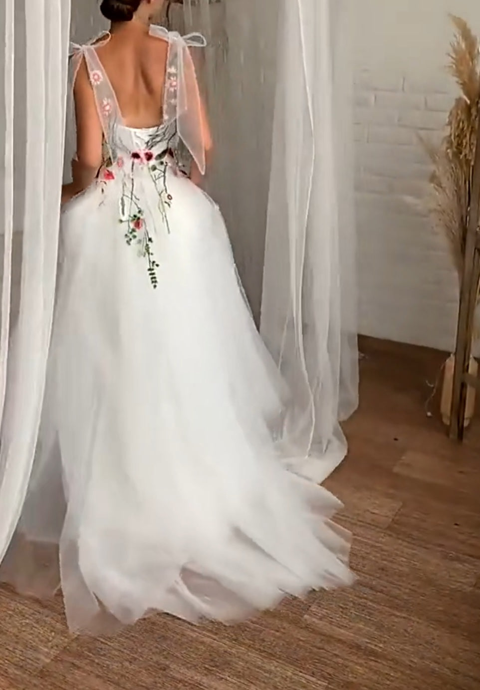 Floral Accent Tulle Wedding Gown All Sizes/Colors