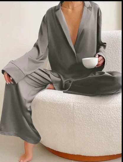 Relaxed Satin Pajama Set