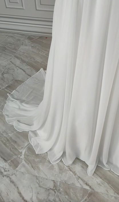 Floral Embroidered Chiffon Wedding Gown All Sizes