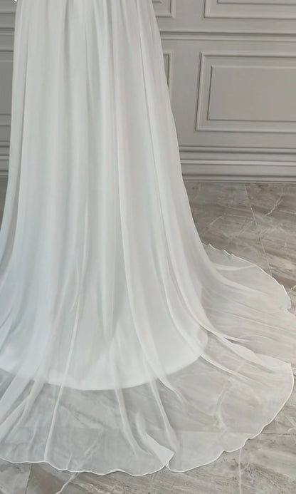 Floral Embroidered Chiffon Wedding Gown All Sizes