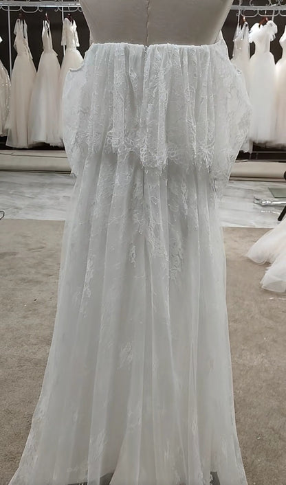 Boho Eyelash Off Shoulder Wedding Gown