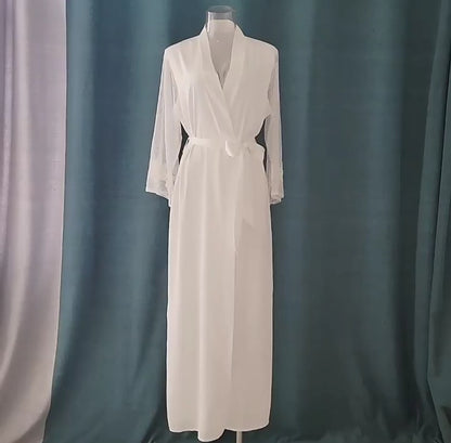 Mesh Sleeved Satin Dressing Gown