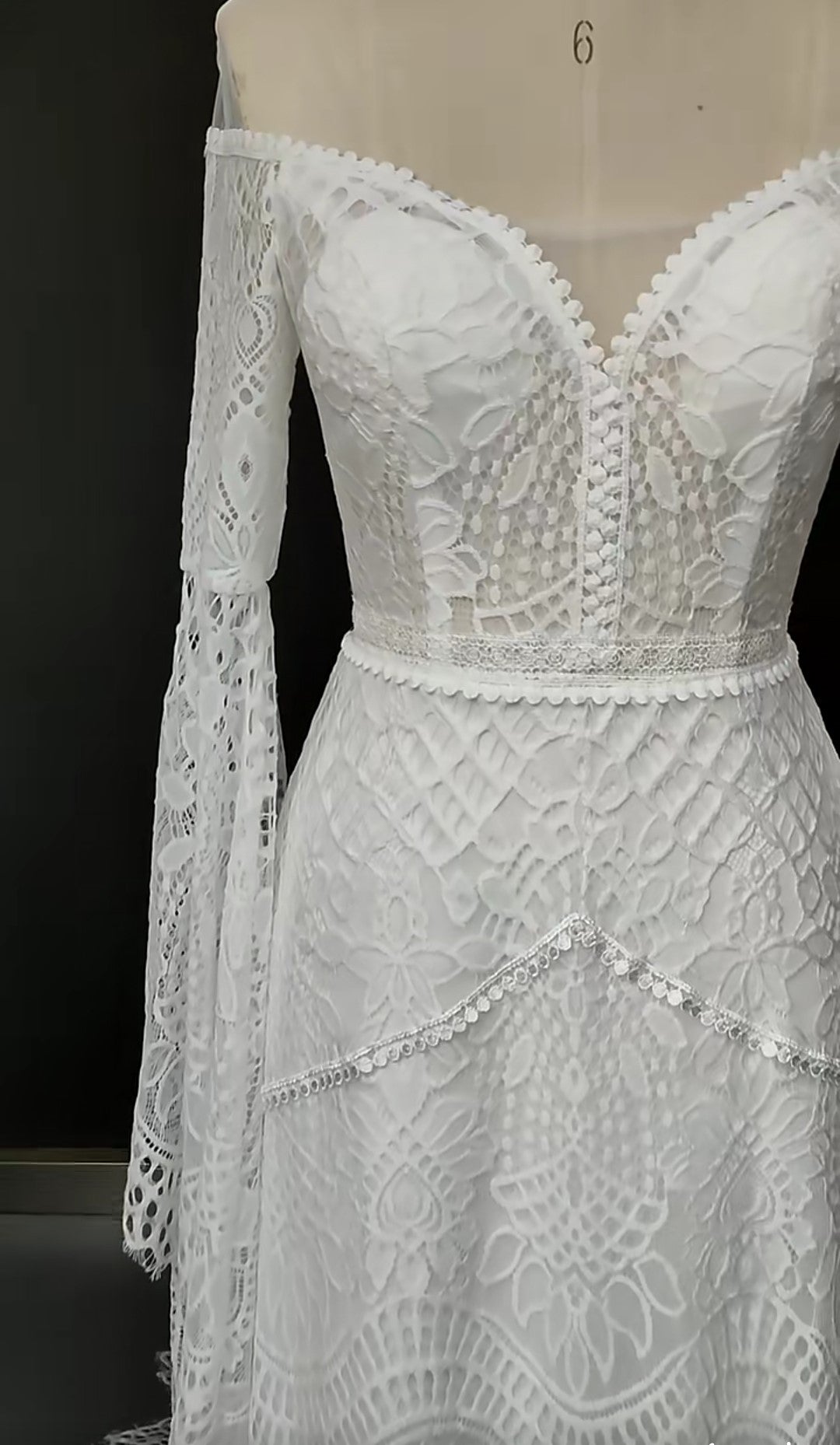 Custom Crochet Lace Fairy Boho Style A  Line Wedding Gown All Sizes/Colors