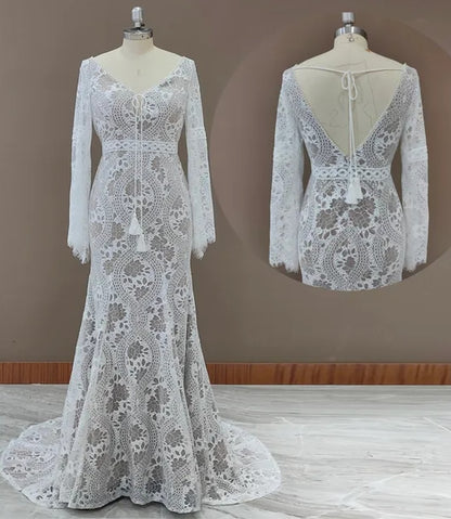 Custom Boho Crochet Fit & Flare Wedding Gown All Sizes/Colors