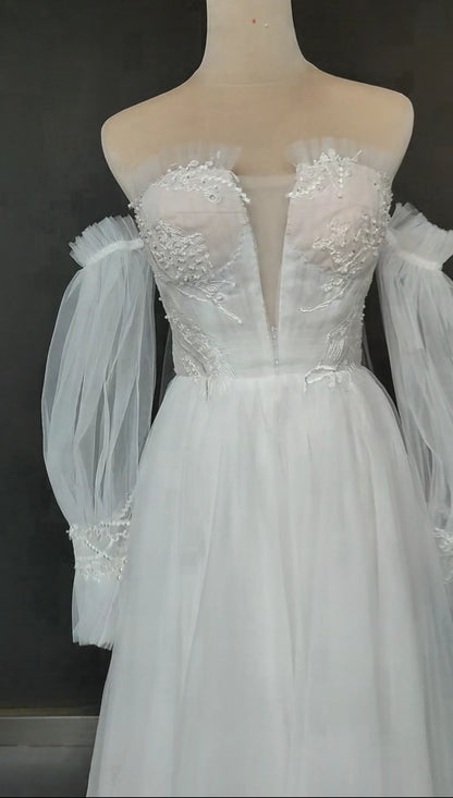 Custom Embroidered Tulle Sexy Wedding Gown All Sizes