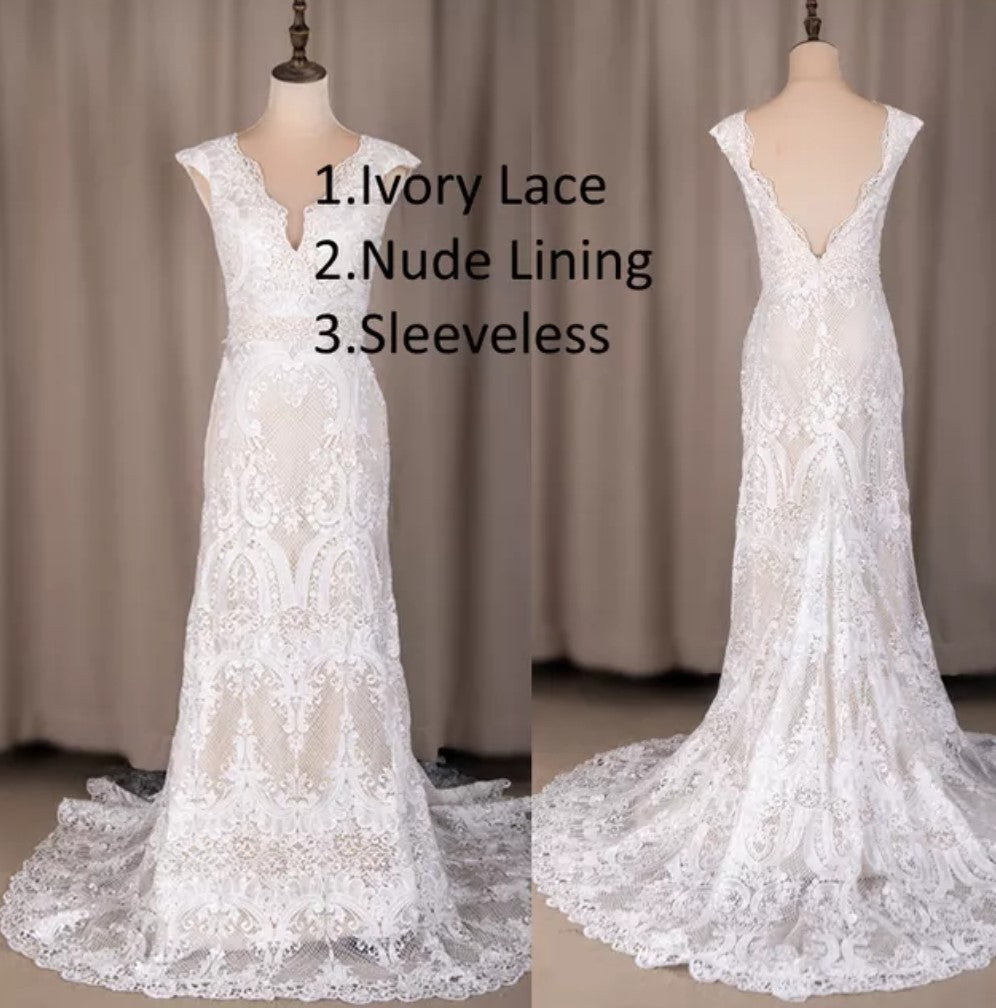 Custom Crochet Fit & Flare Country Wedding Gown All Sizes/Colors