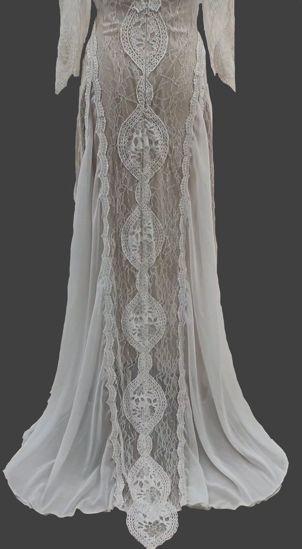 Custom Lace/Chiffon Boho Relaxed A Line Wedding Gown All Sizes/Colors