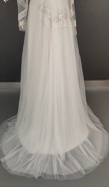 Custom Polka Dot Tulle Illusion Relaxed A Line Boho Wedding Gown All Sizes/Colors