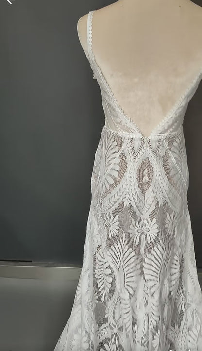 Custom Crochet Lace Boho Fit & Flare Wedding Gown All Sizes/Colors