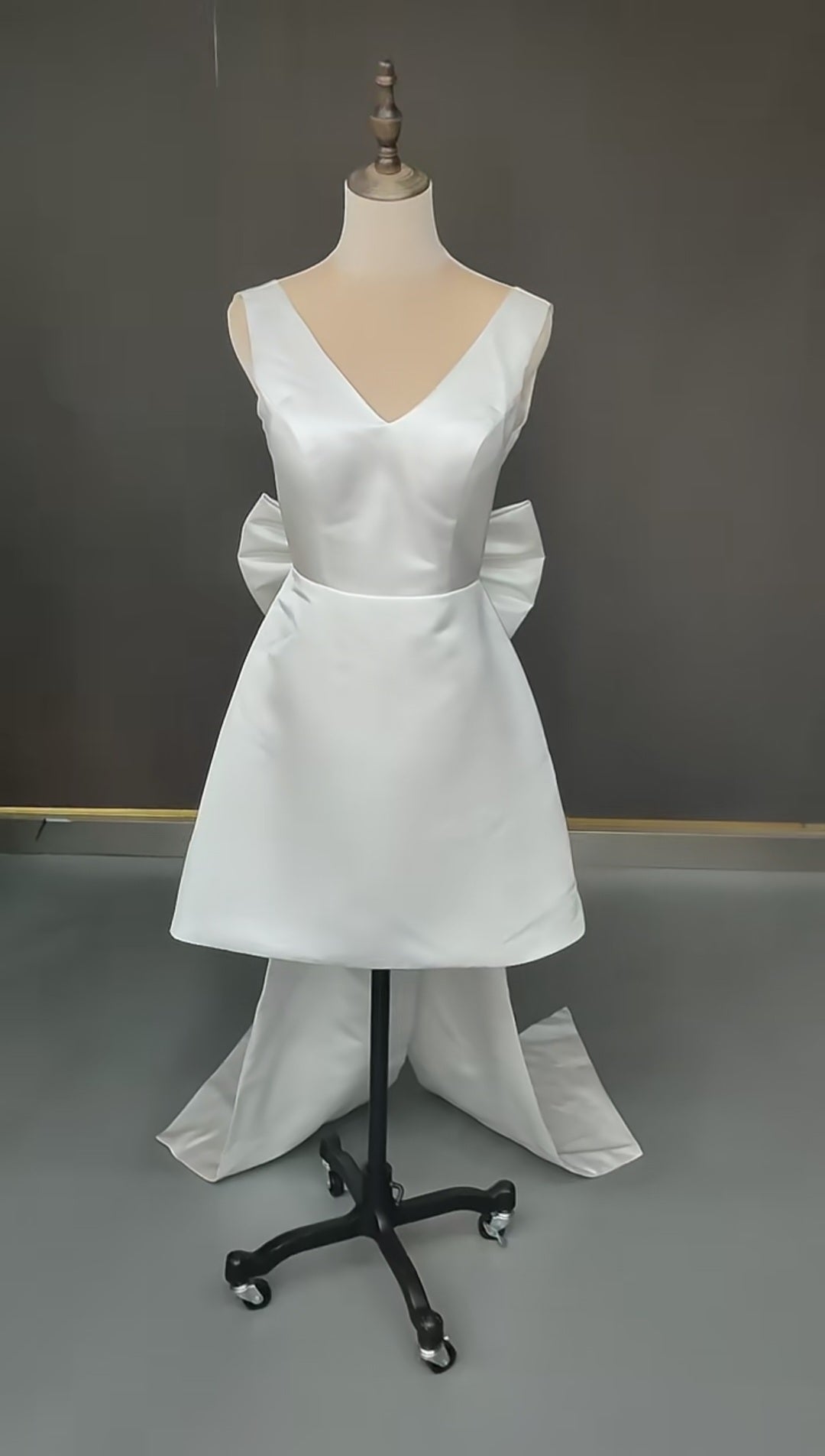 Bow Back Satin Short Wedding Dress All Sizes/Colors