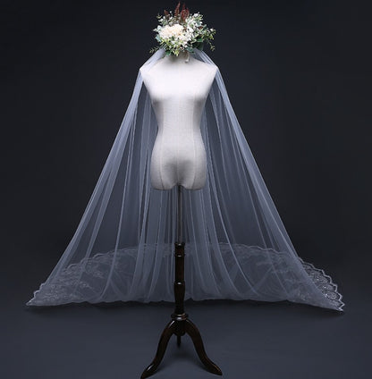 Sequin Lace Edge Chapel/Church Wedding Veil