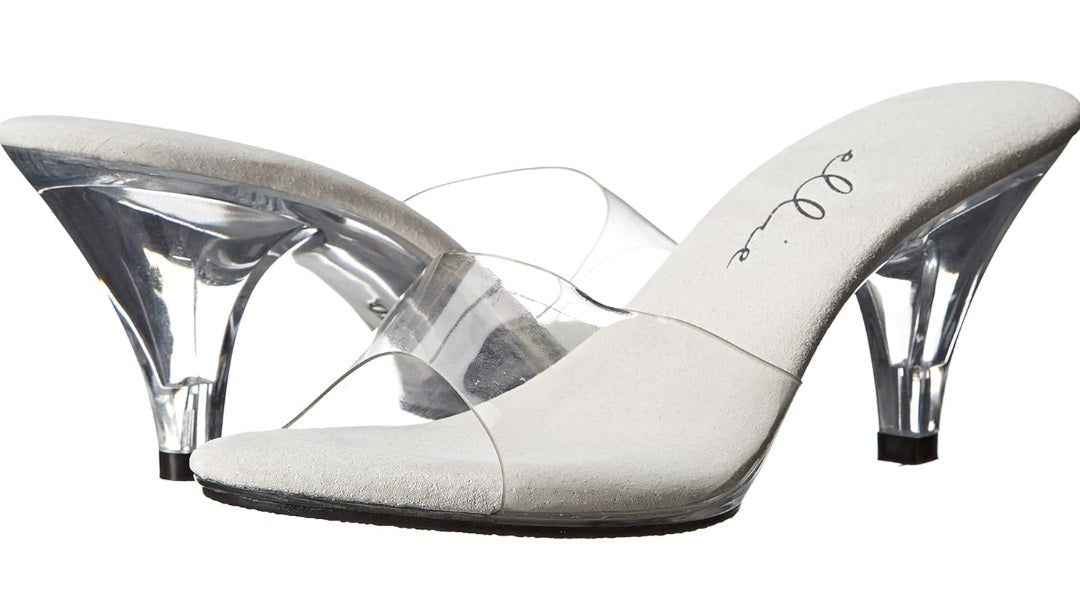 Vanity-305 3" Heel Clear Mule Sandals