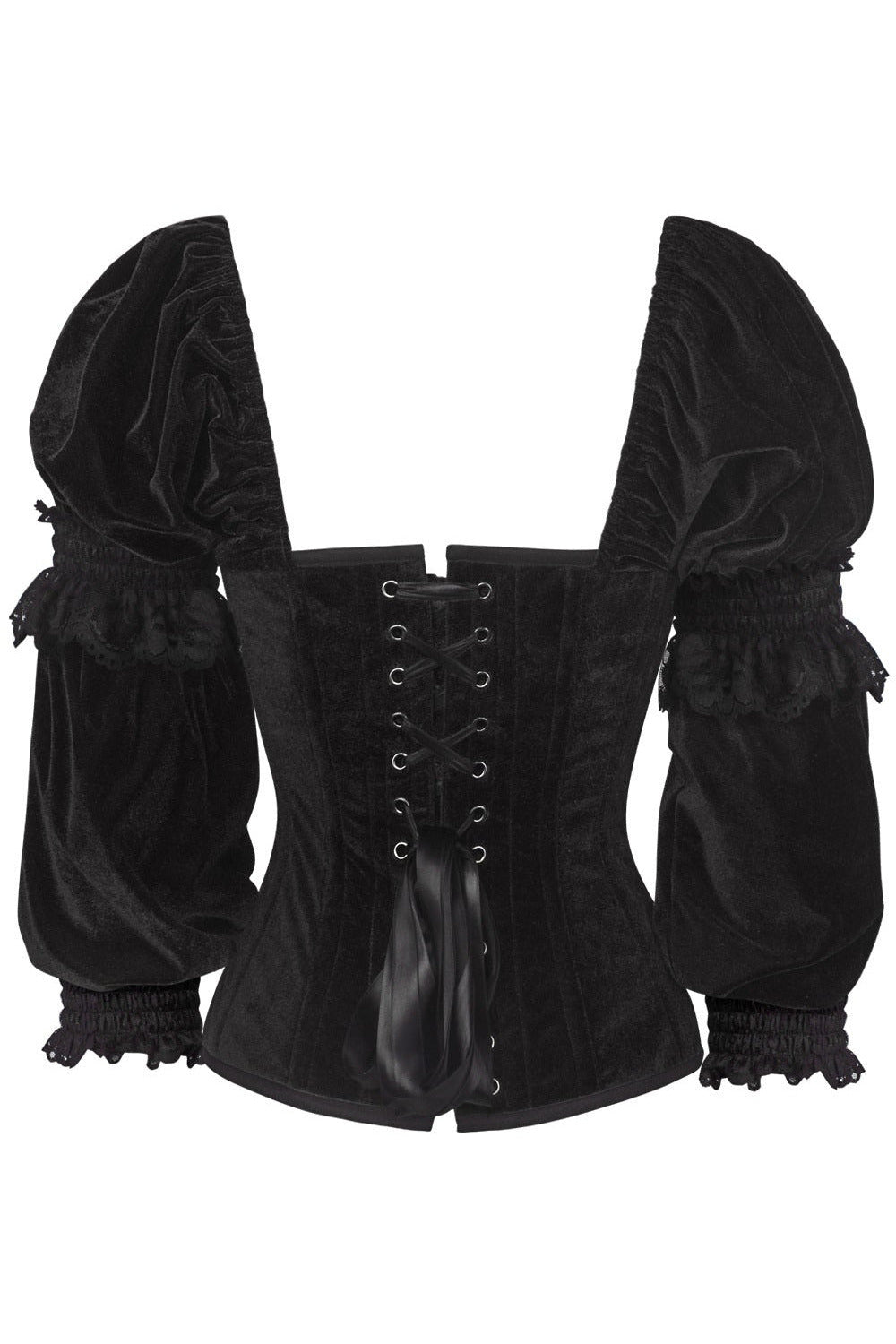 Queen Size Top Drawer Velvet Sleeved Steel Corset