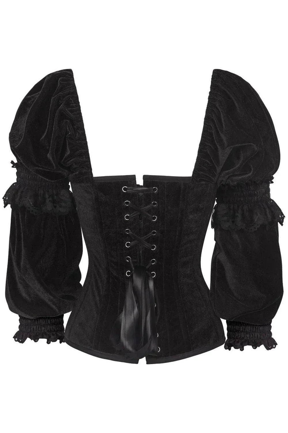 Queen Top Drawer Velvet Steel Boned Long Sleeve Corset