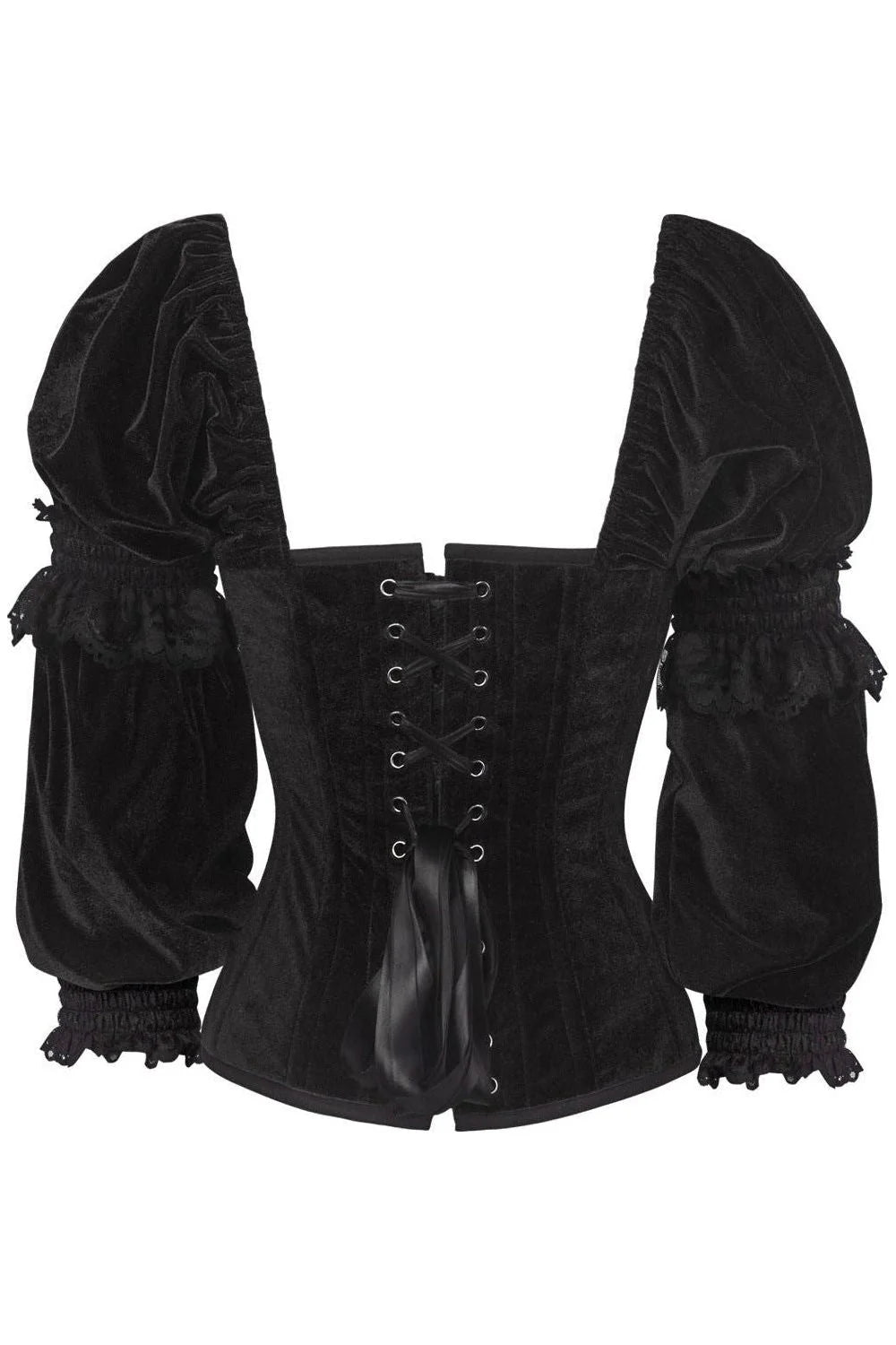 Velvet Steel Boned Long Sleeve Corset