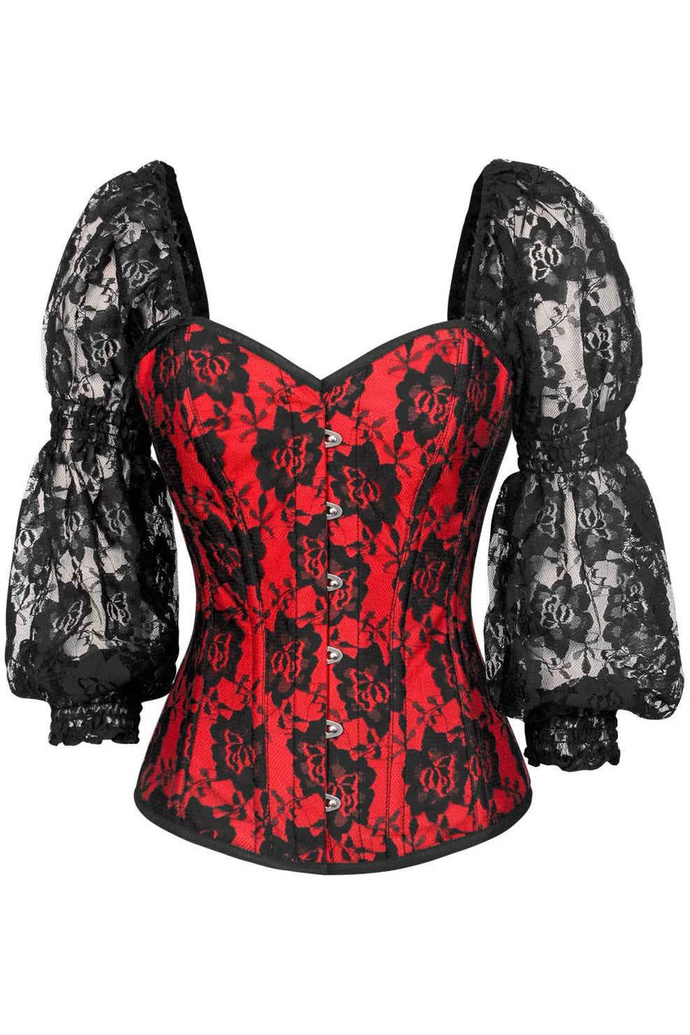 Lace Steel Boned Long Sleeve Corset