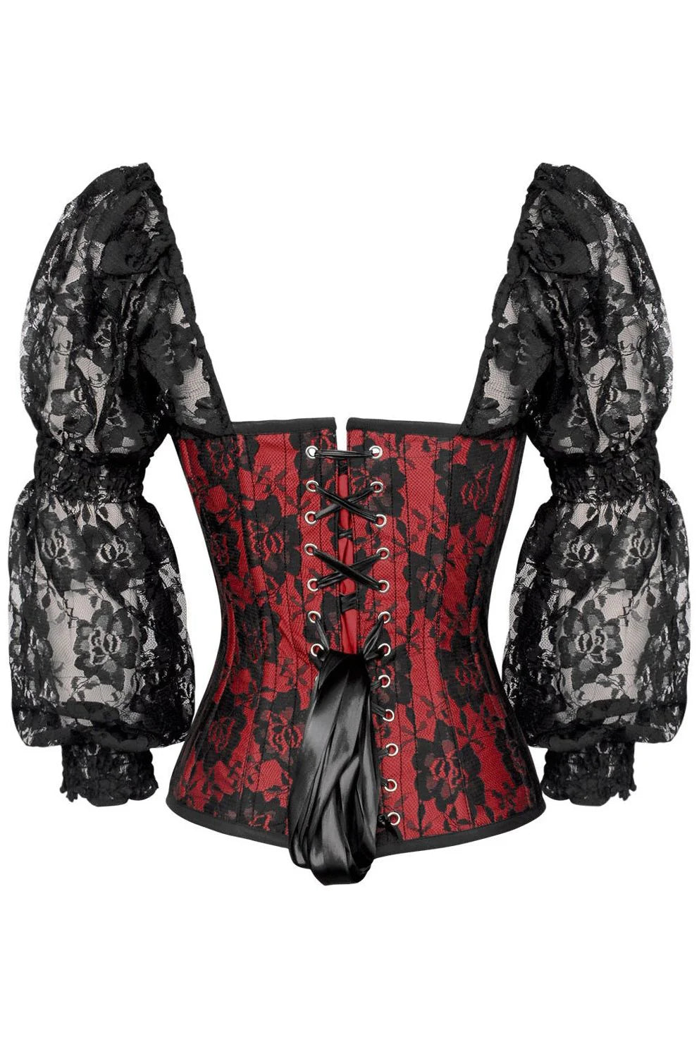 Lace Steel Boned Long Sleeve Corset