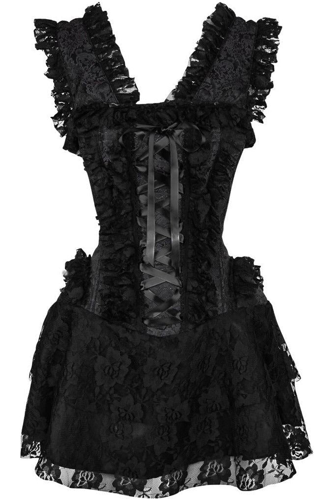 Top Drawer Floral Brocade Victorian Steel Boned Corset Dress