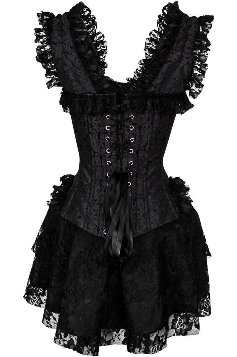 Steel Boned Black Lace Victorian Corset Dress